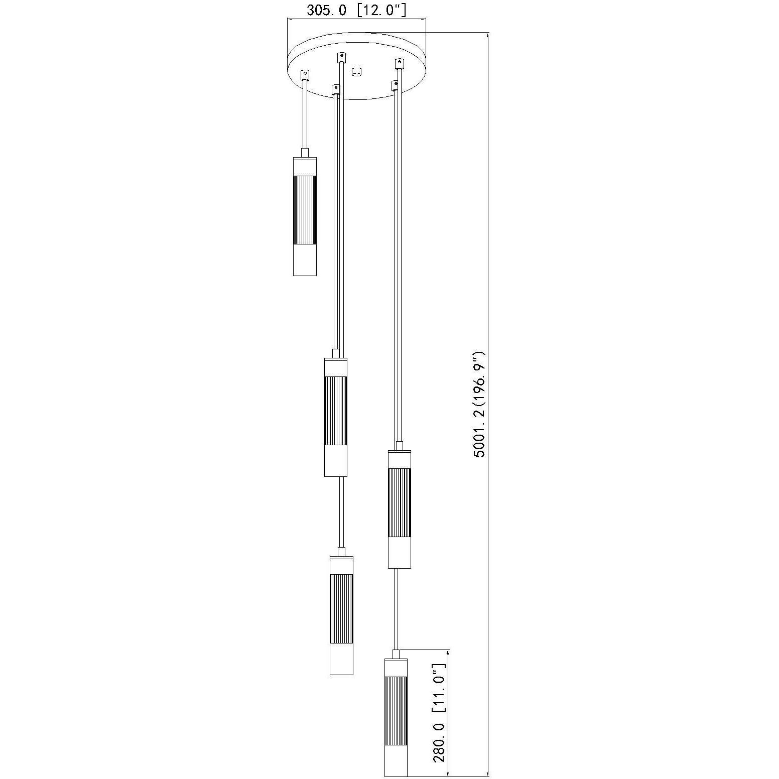 Stari 5 Light 12 inch Matte Black Chandelier Ceiling Light