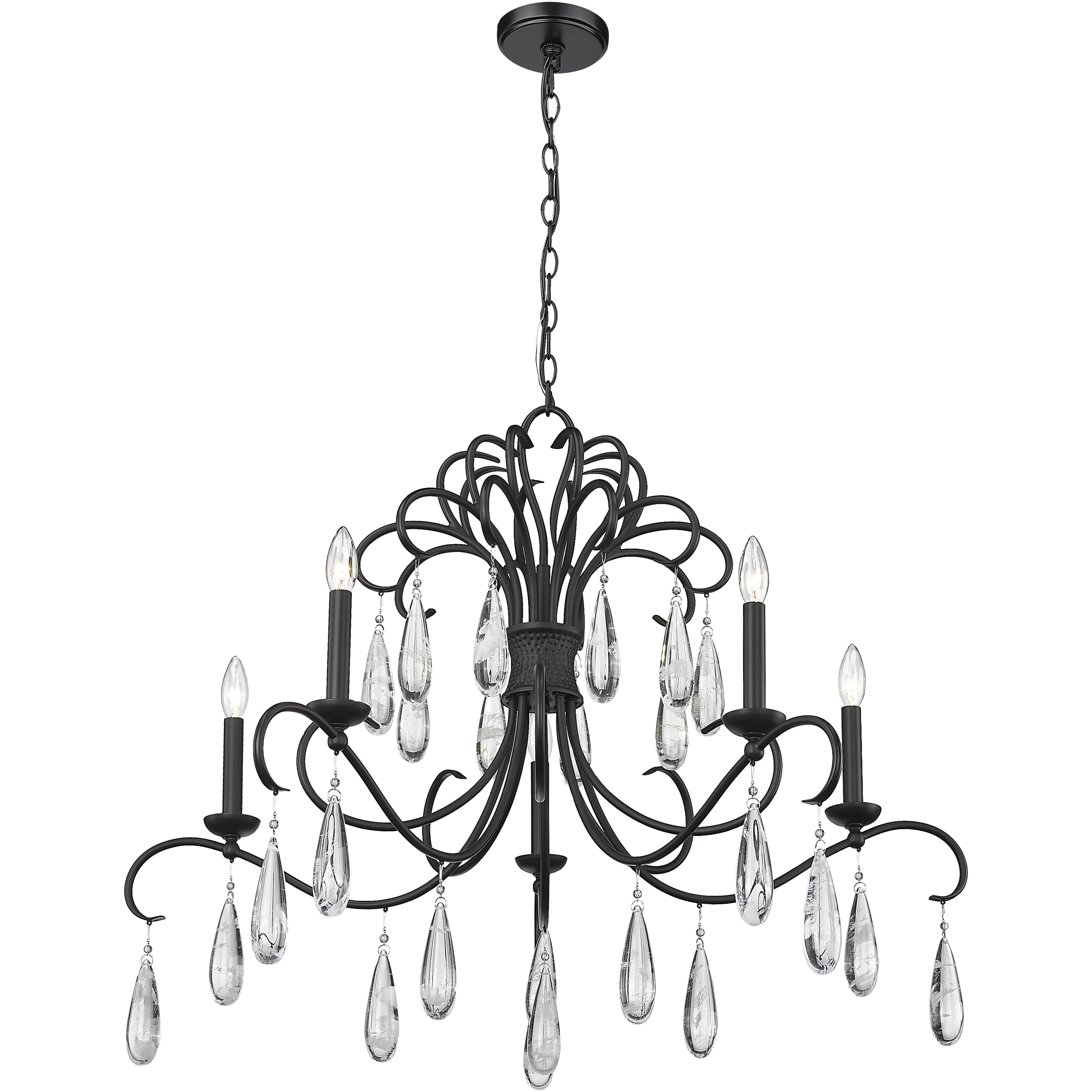 Amara 5 Light 38 inch Matte Black Chandelier Ceiling Light