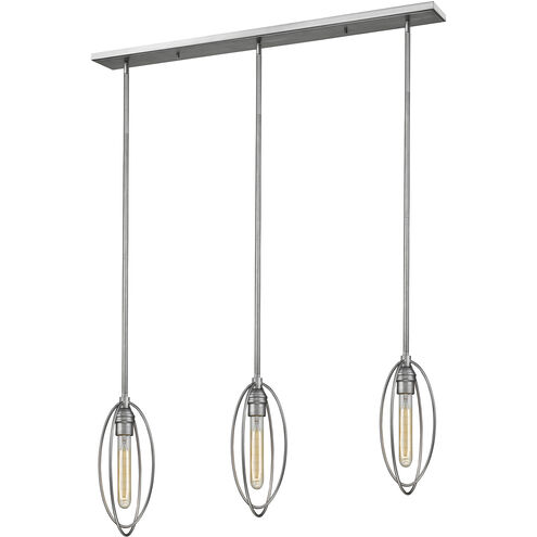 Persis 3 Light 46 inch Old Silver Linear Chandelier Ceiling Light