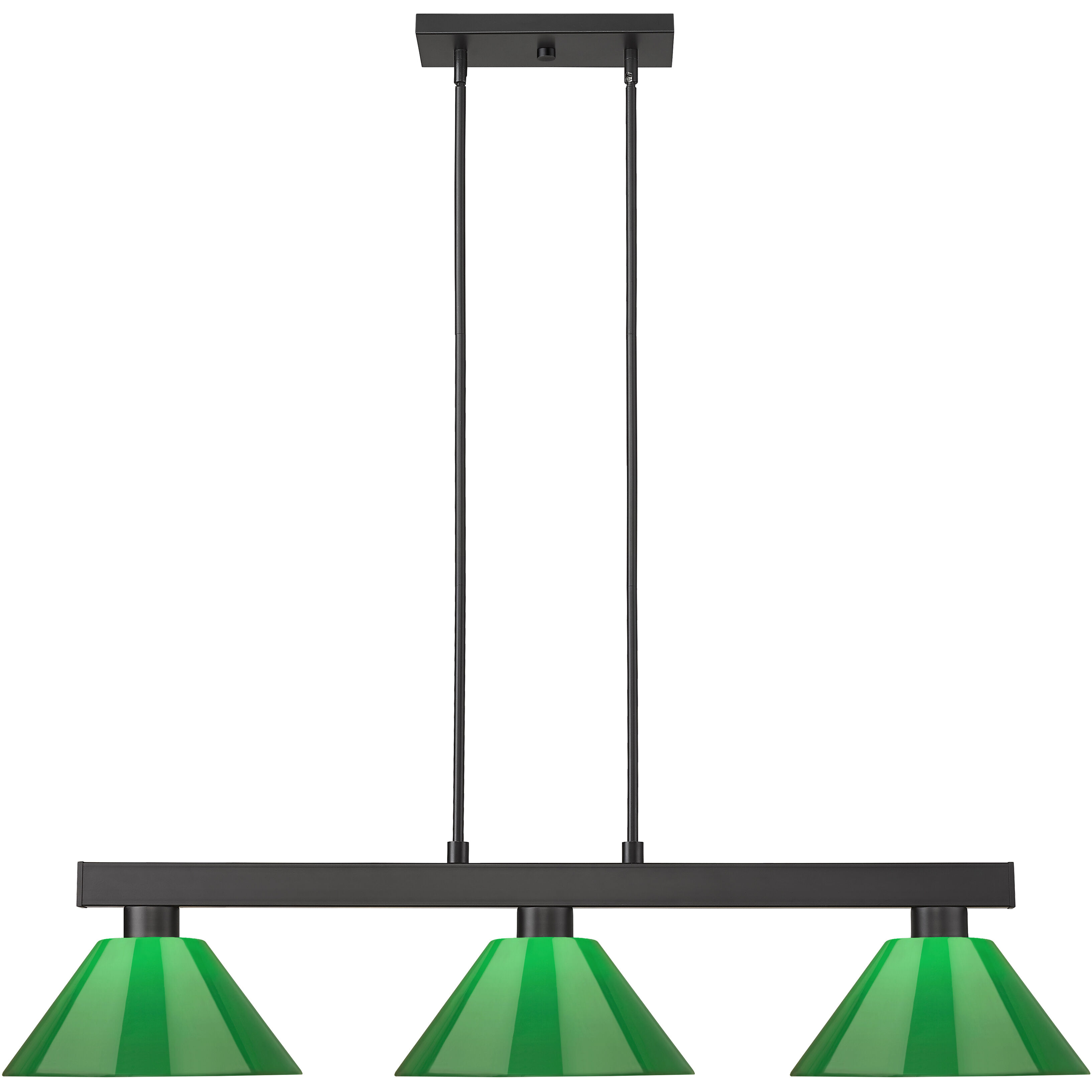 Cobalt 3 Light 46 inch Matte Black Billiard Ceiling Light in Green