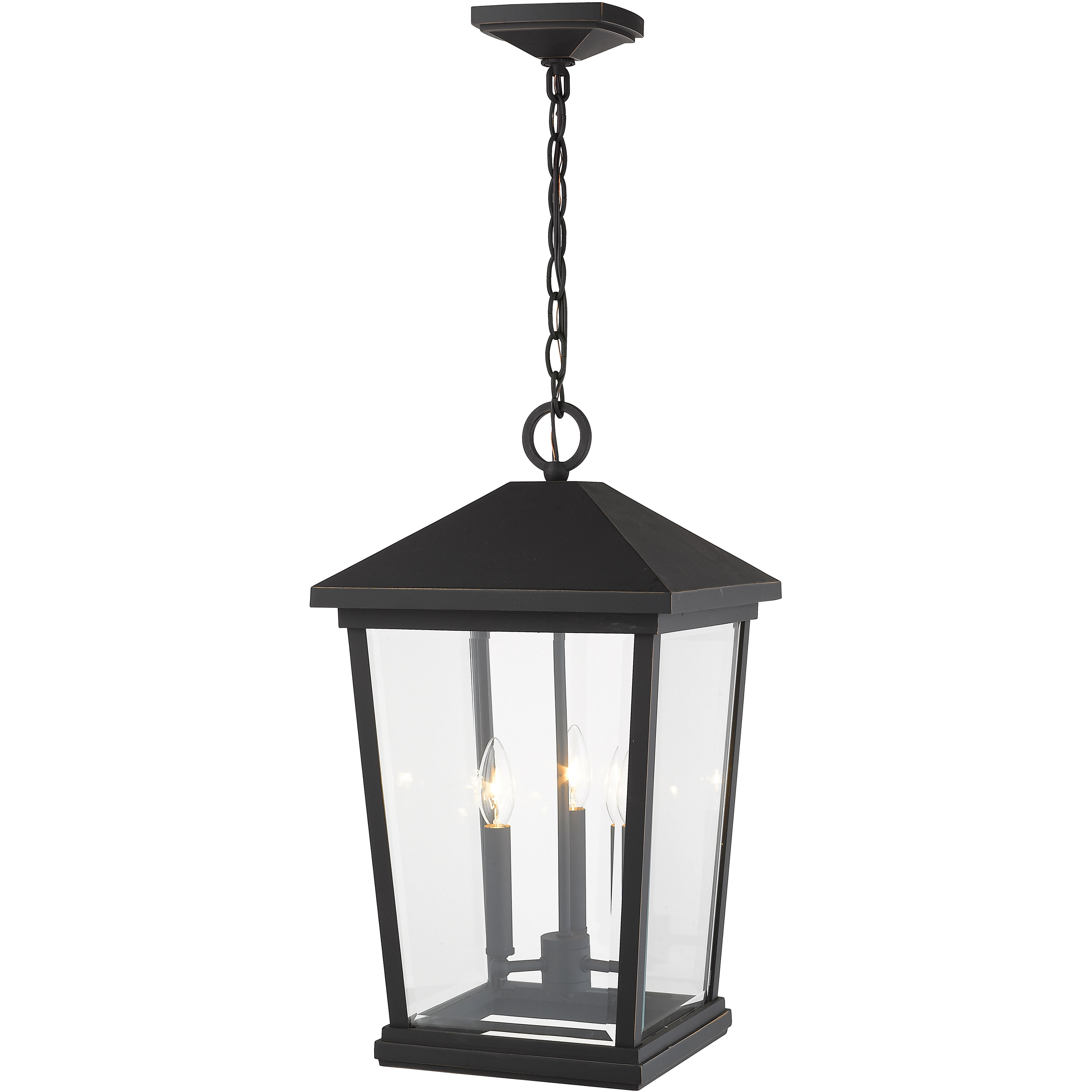 Beacon 3 Light 12 inch Oil Rubbed Bronze Outdoor Chain Mount Ceiling Fixture