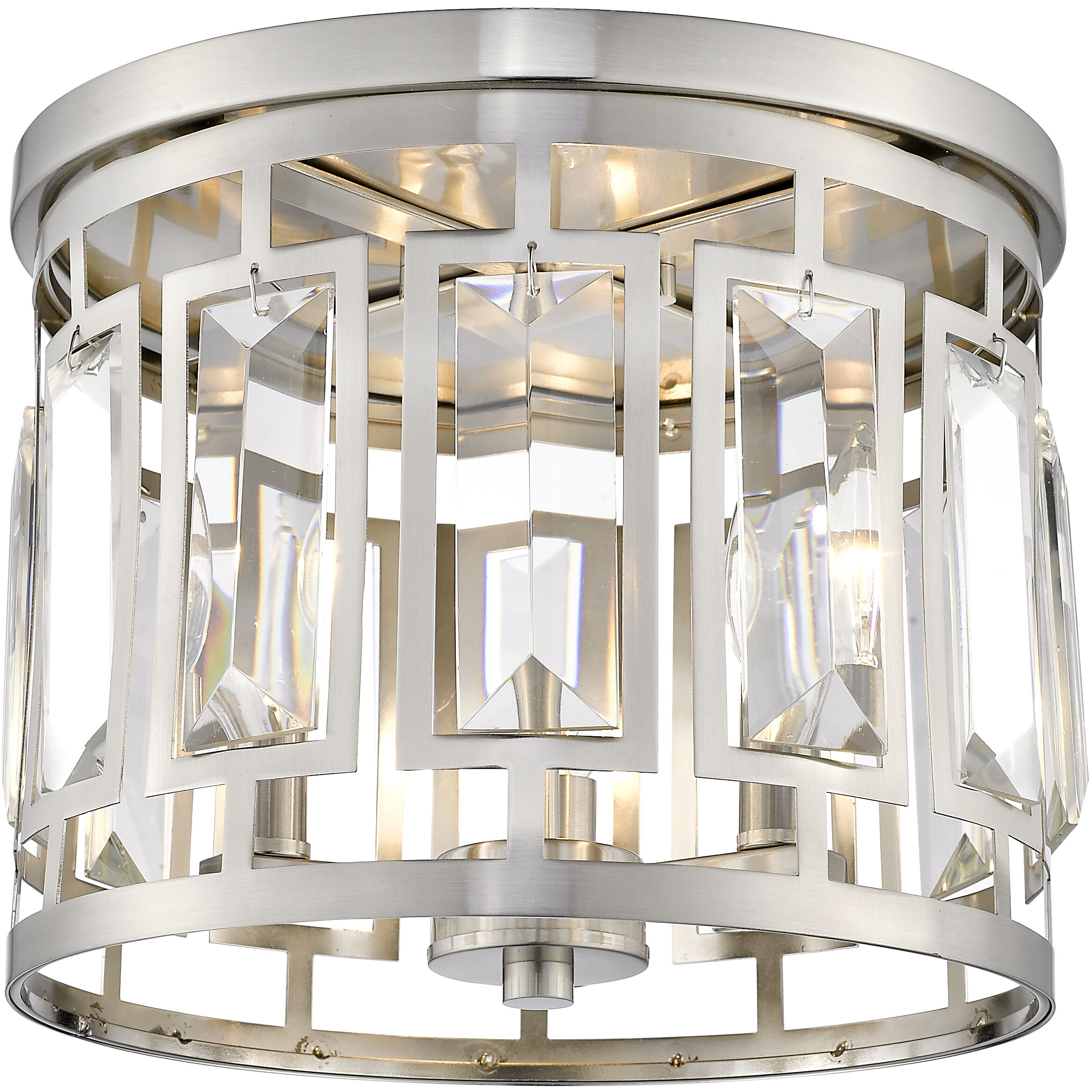 Mersesse 3 Light 12.5 inch Brushed Nickel Flush Mount Ceiling Light