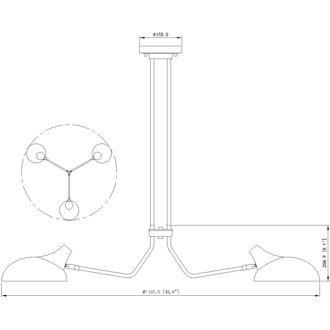 Bellamy 3 Light 46 inch Matte Black Semi Flush Mount Ceiling Light