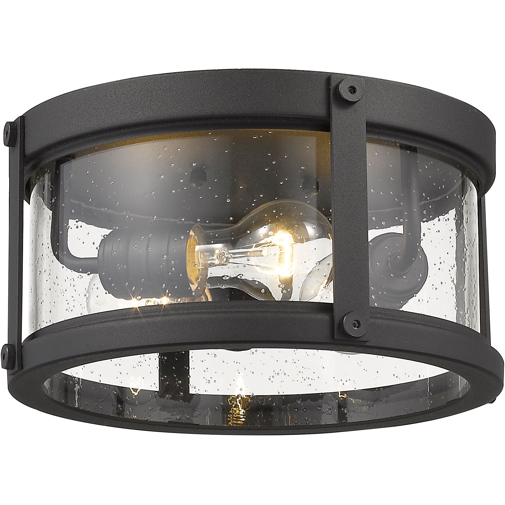 Roundhouse 3 Light 12 inch Black Outdoor Flush Mount