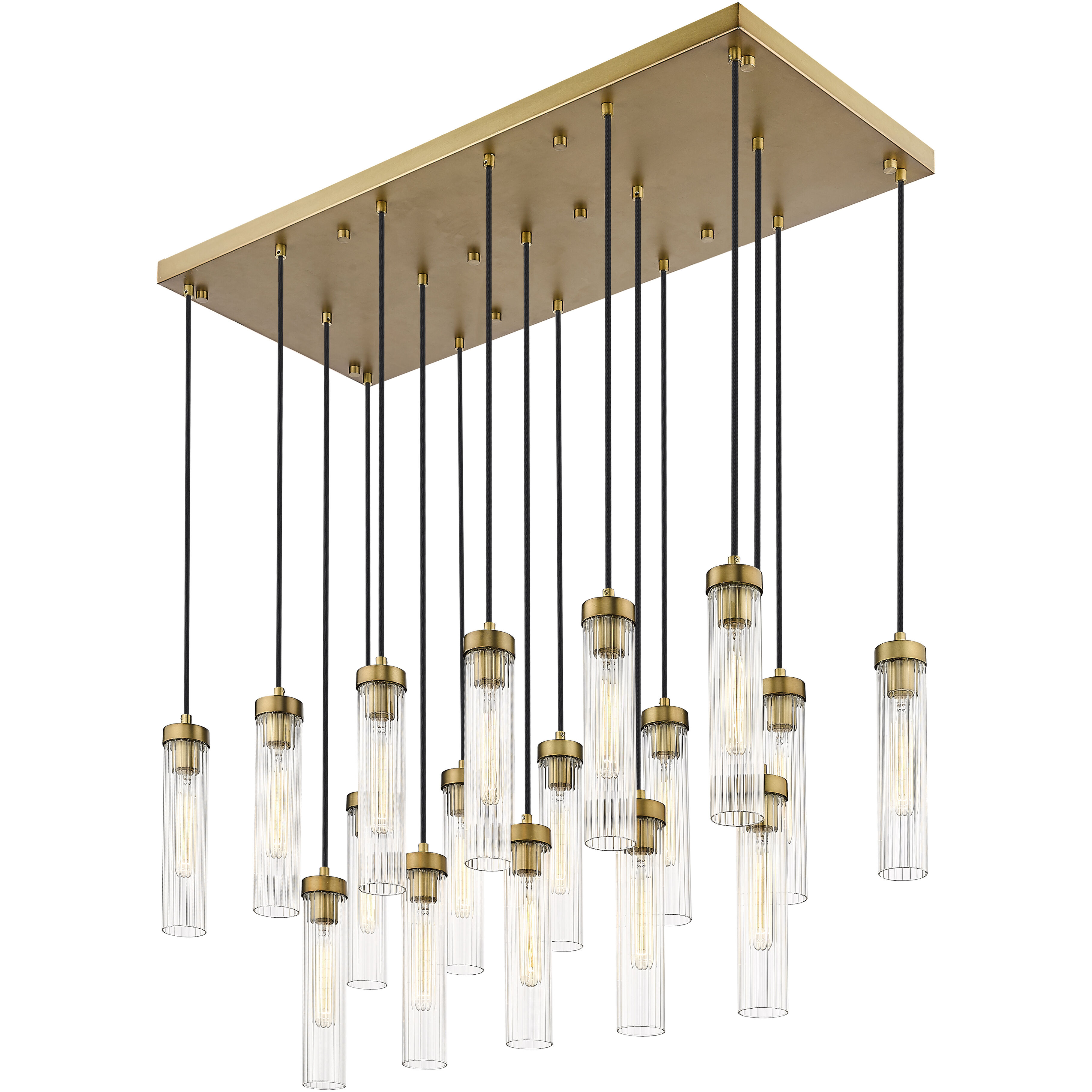 Beau 17 Light 42 inch Rubbed Brass Linear Chandelier Ceiling Light