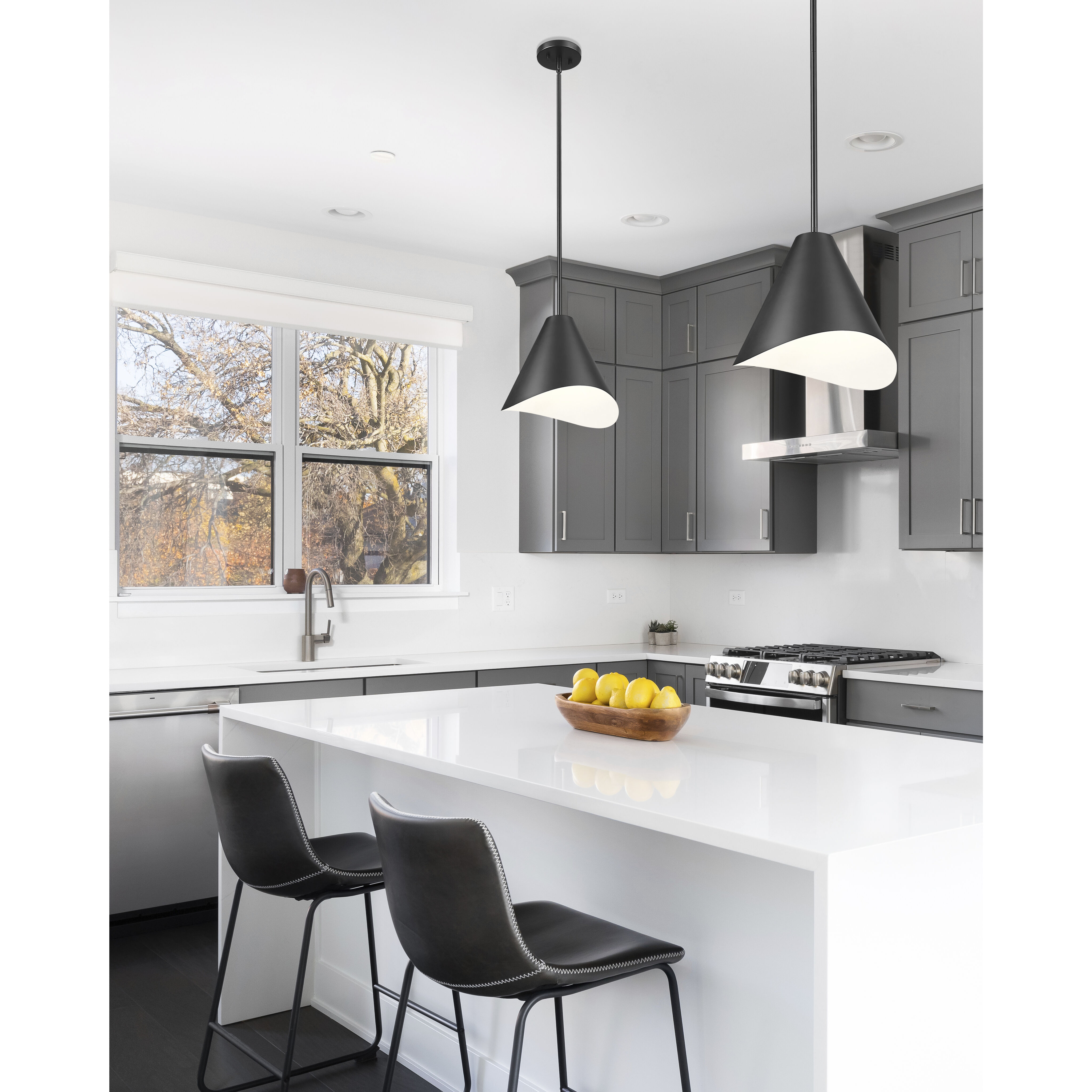 Aria 1 Light 12 inch Matte Black Pendant Ceiling Light in Matte Black & Inner White