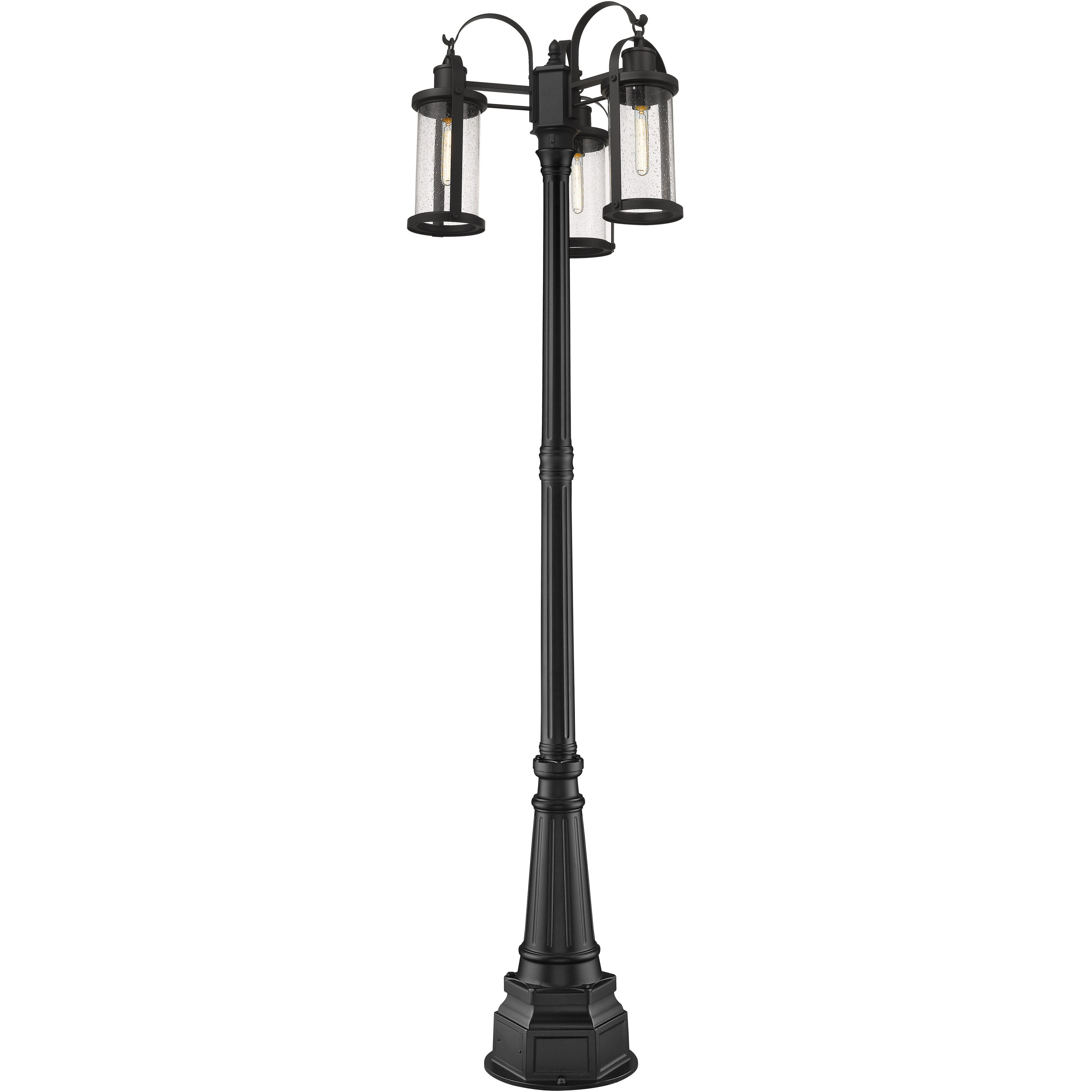 Roundhouse 3 Light 102.5 inch Black Outdoor Post Mounted Fixture