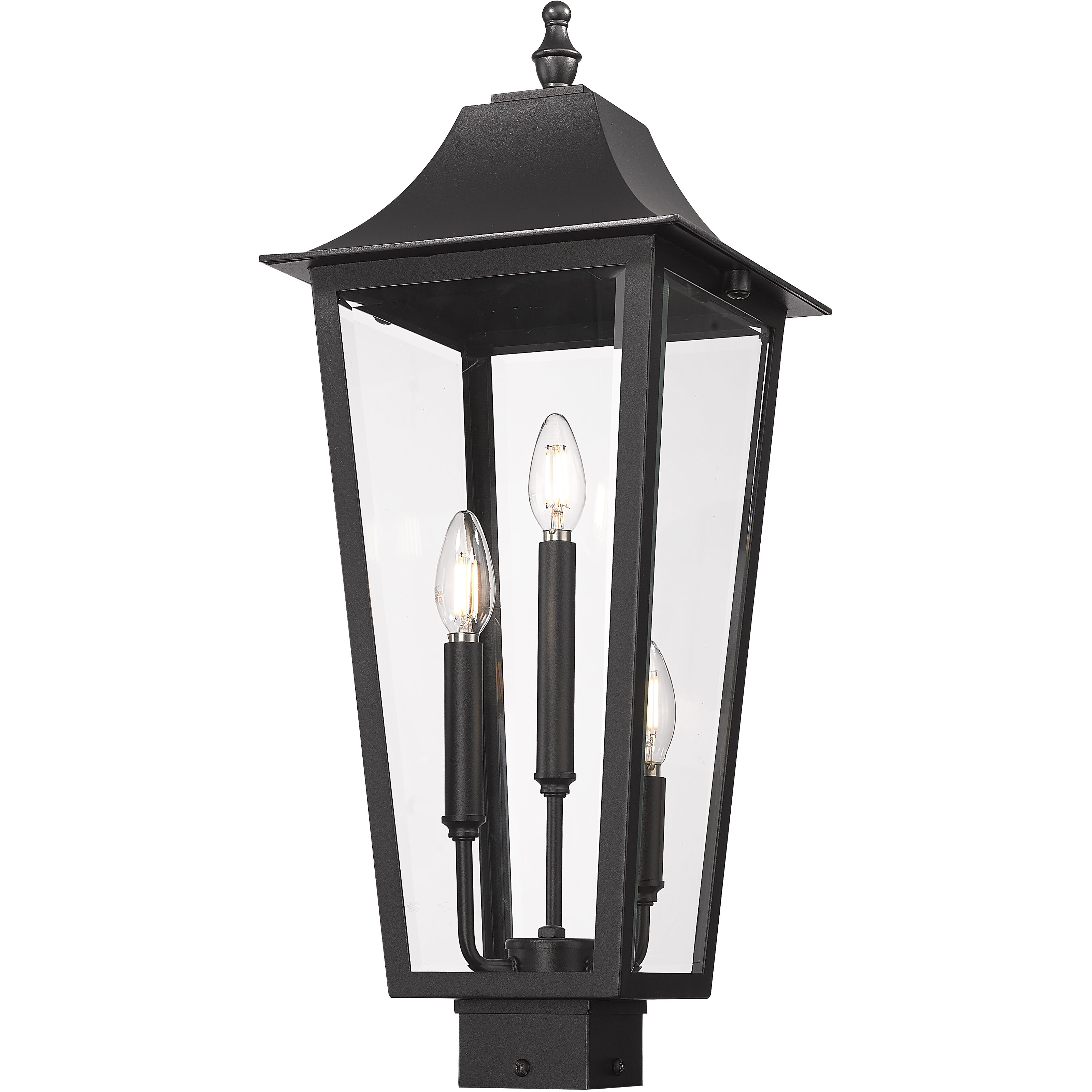 Gannon 3 Light 25.25 inch Black Outdoor Post Mounted Fixture