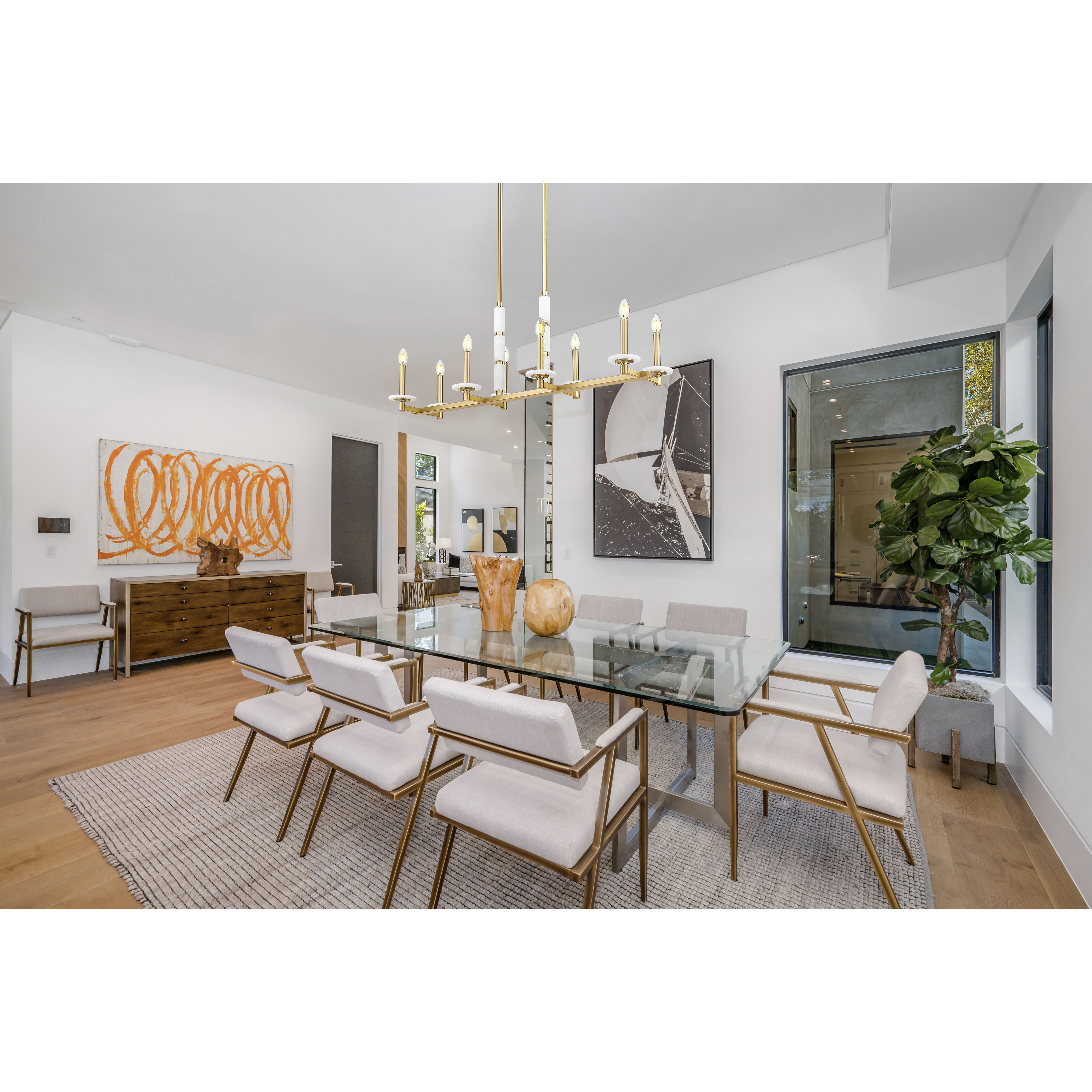 Kaden Linear Chandelier Ceiling Light in Modern Gold