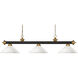 Riviera 3 Light 59 inch Bronze and Satin Gold Billiard Ceiling Light in 18, Angular Matte Opal Glass