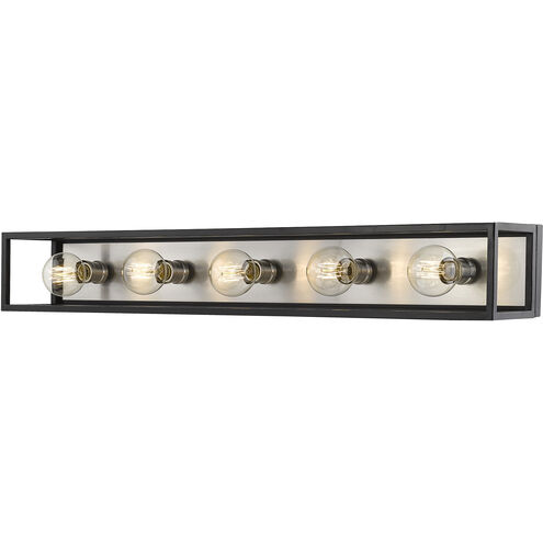 Kube 5 Light 39.5 inch Matte Black and Brushed Nickel Vanity Wall Light