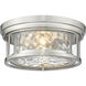 Clarion 2 Light 12 inch Brushed Nickel Flush Mount Ceiling Light