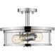 Savannah 2 Light 13.75 inch Chrome Semi Flush Mount Ceiling Light