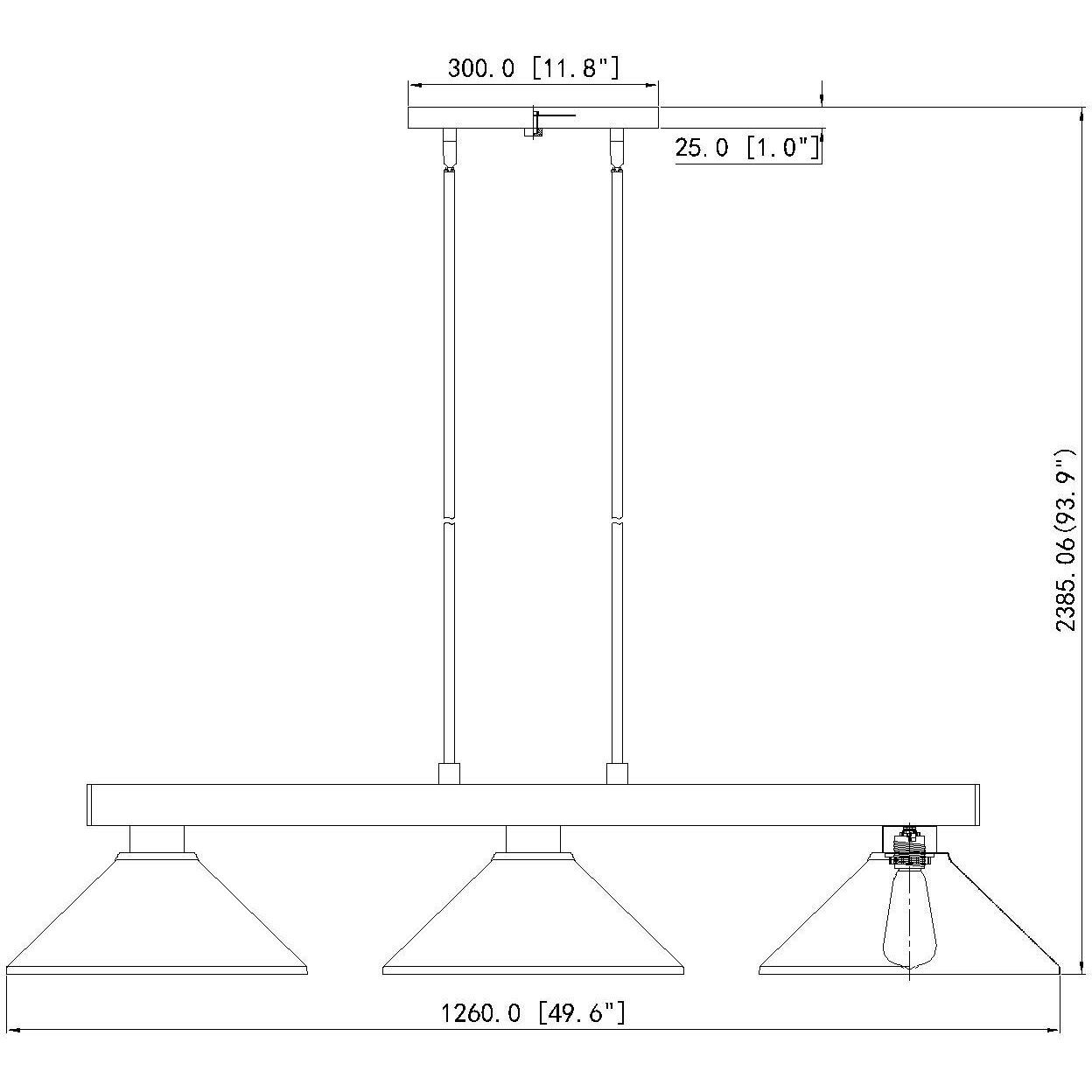 Cobalt 3 Light 49.75 inch Modern Gold Billiard Light Ceiling Light in Navy Blue Steel