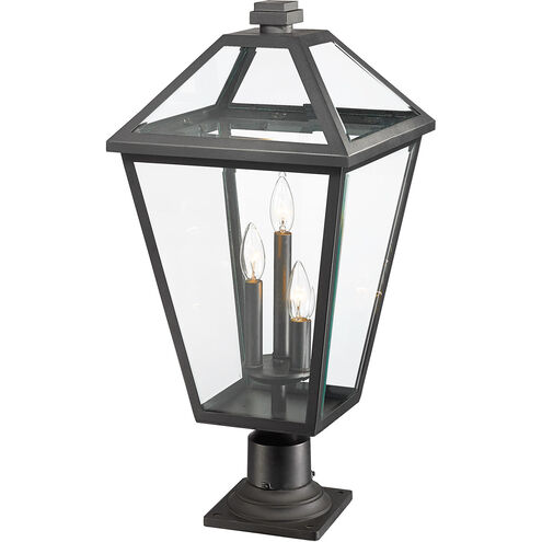 Talbot 3 Light 26 inch Black Outdoor Pier Mounted Fixture in Clear Beveled Glass