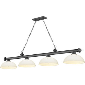 Cordon 4 Light 81.25 inch Bronze Plate Billiard Ceiling Light in Matte Opal Glass