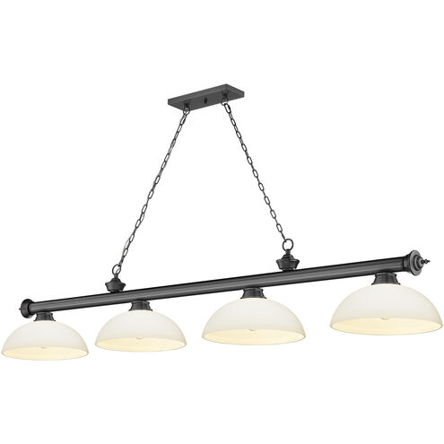 Cordon 4 Light 81.25 inch Bronze Plate Billiard Ceiling Light in Matte Opal Glass