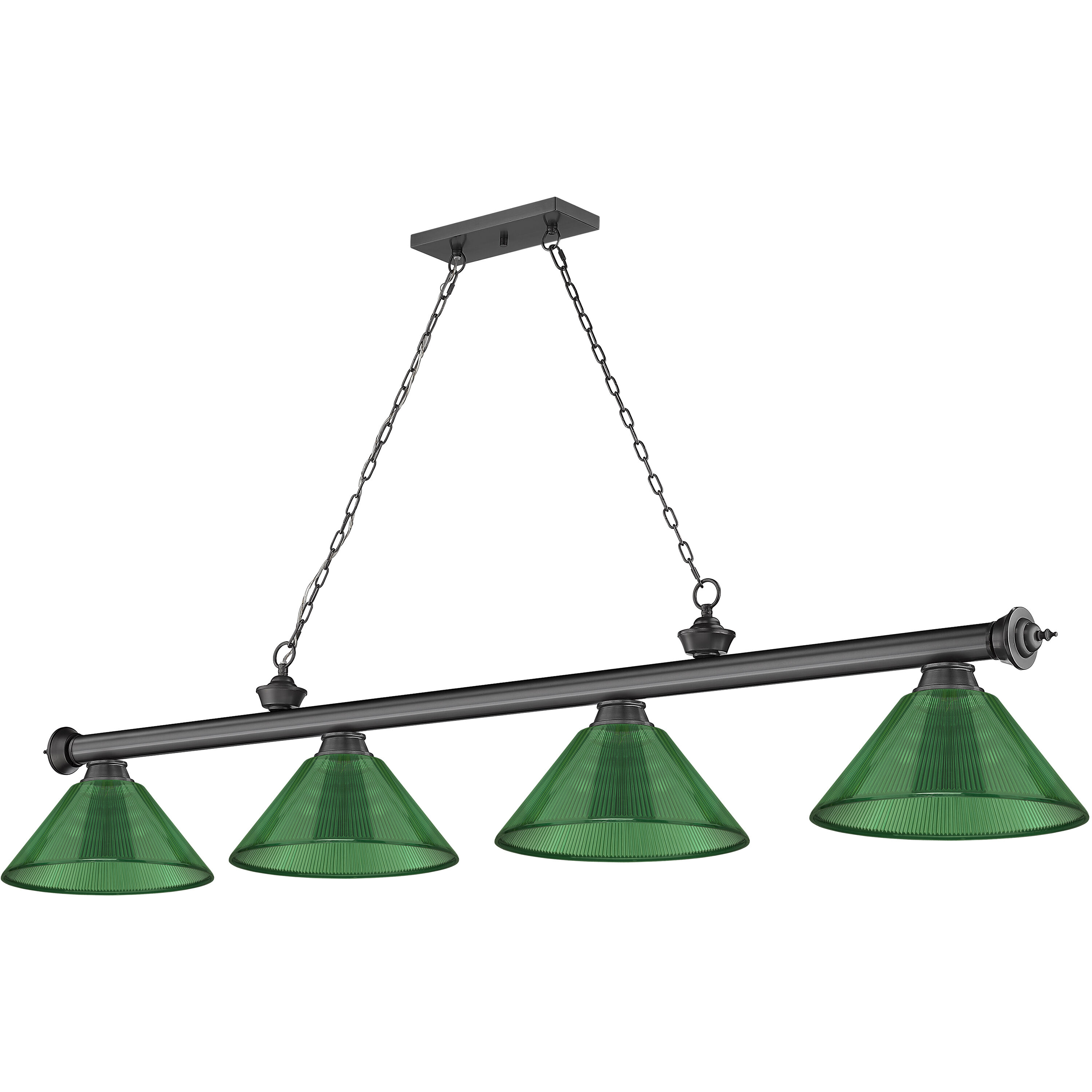 Cordon 4 Light 81.25 inch Bronze Plate Billiard Ceiling Light in Green Acrylic