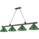 Cordon 4 Light 81.25 inch Bronze Plate Billiard Ceiling Light in Green Acrylic