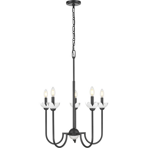 Allistair 5 Light 24 inch Matte Black Chandelier Ceiling Light