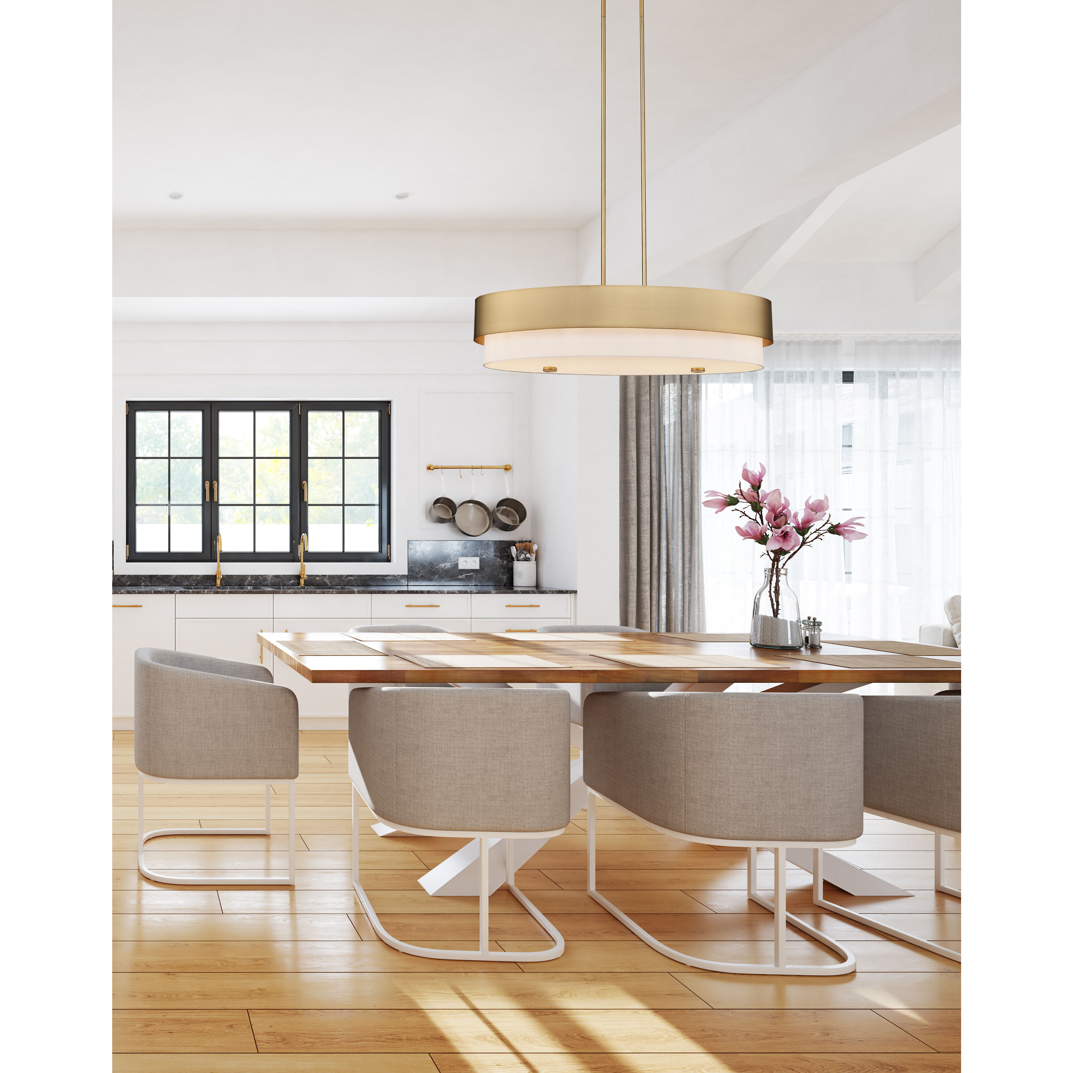 Counterpoint 5 Light 42 inch Modern Gold Linear Chandelier Ceiling Light