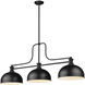 Melange 3 Light 52 inch Matte Black Billiard Ceiling Light in Matte Opal Glass