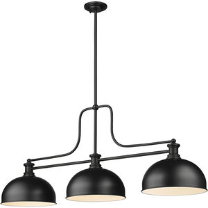 Melange 3 Light 52 inch Matte Black Billiard Ceiling Light in Matte Opal Glass