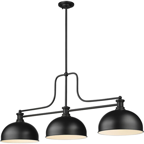 Melange 3 Light 52 inch Matte Black Billiard Ceiling Light in Matte Opal Glass