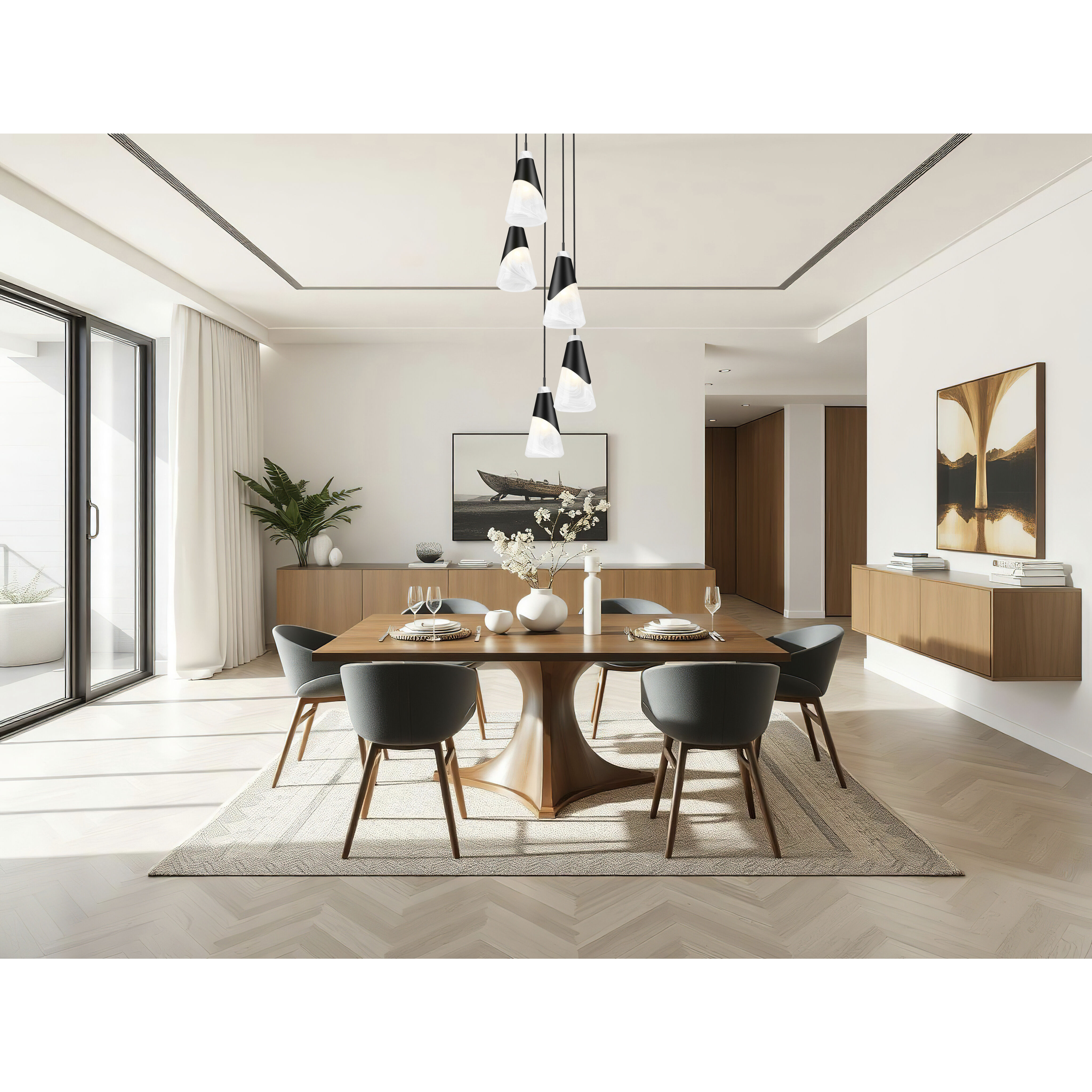 Aimie 5 Light 12 inch Matte Black Chandelier Ceiling Light