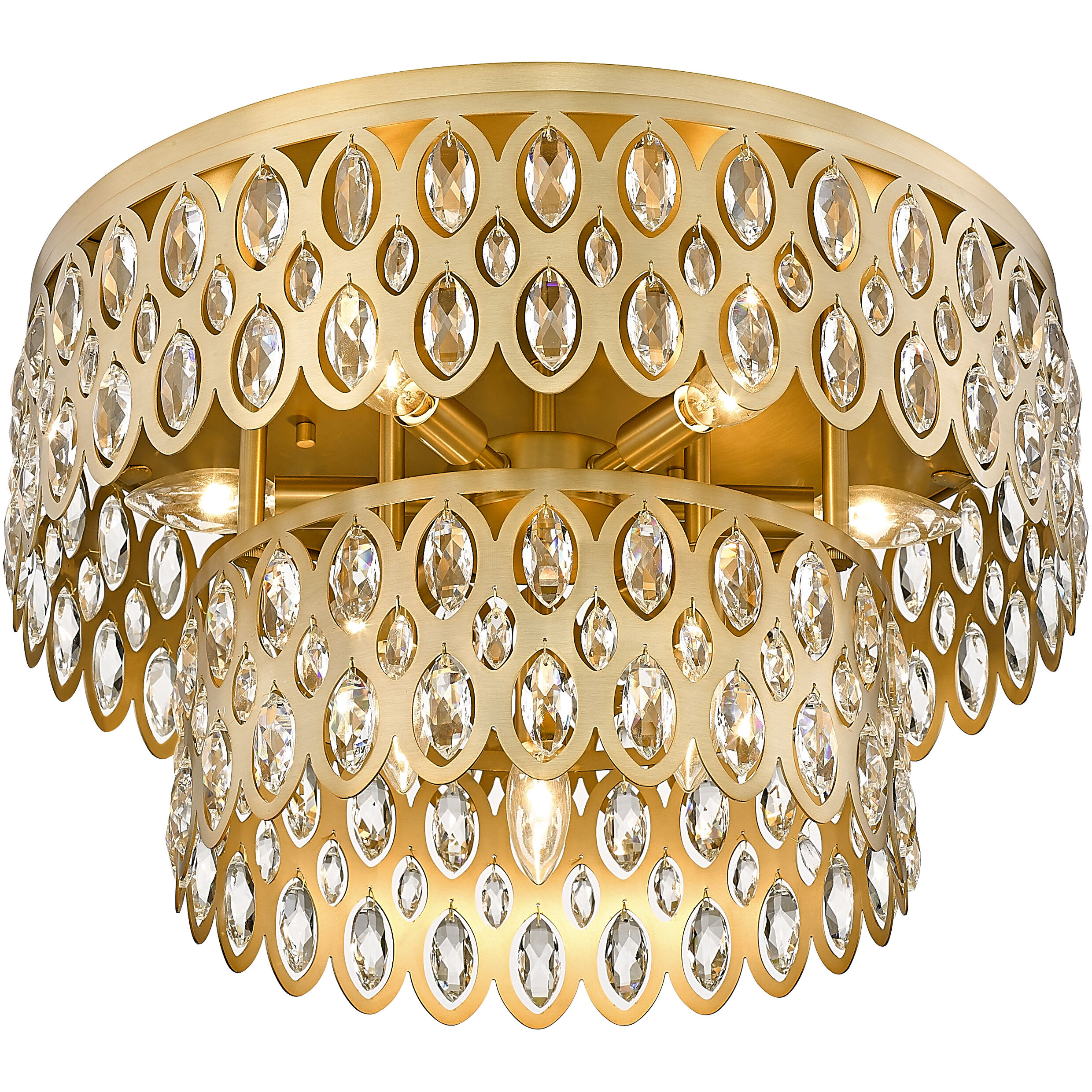 Dealey 9 Light 20 inch Heirloom Brass Flush Mount Ceiling Light