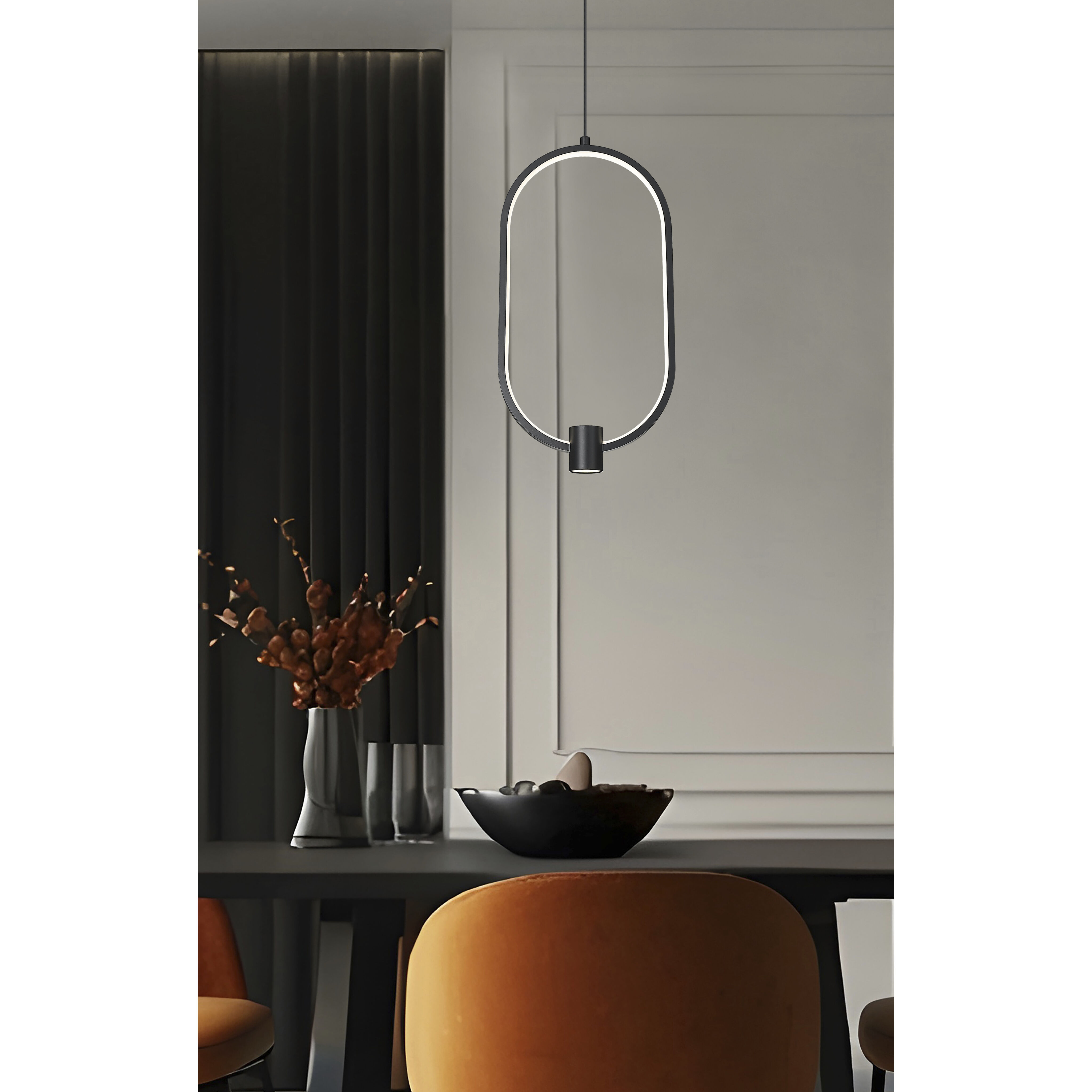 Saros Pendant Ceiling Light in Matte Black, LED
