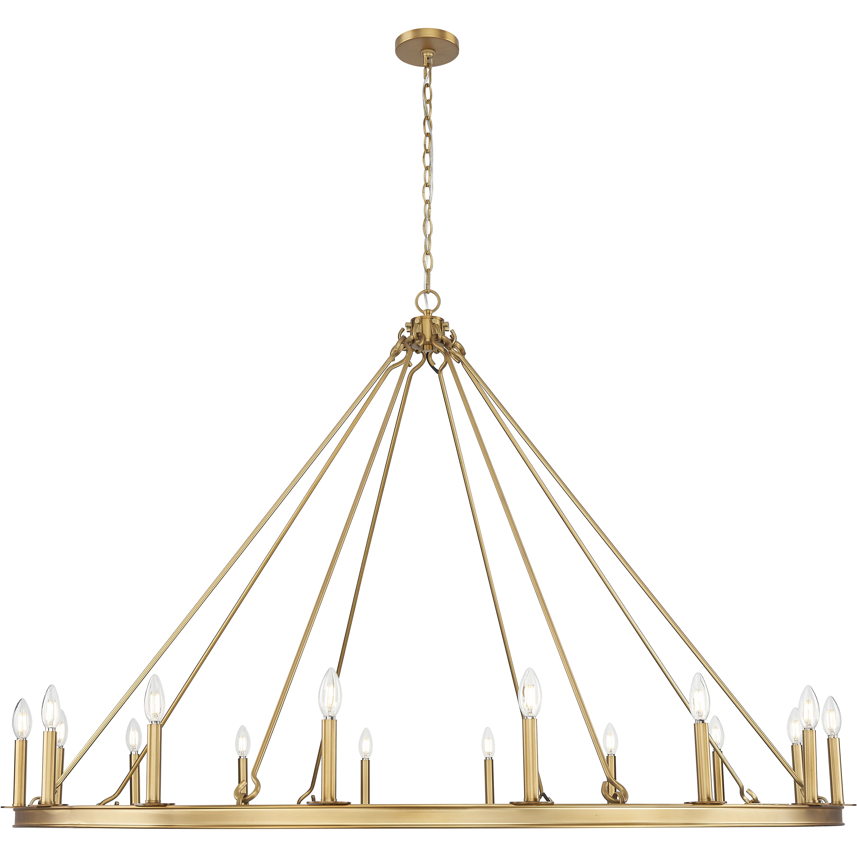 Barclay 16 Light 62 inch Rubbed Brass Chandelier Ceiling Light