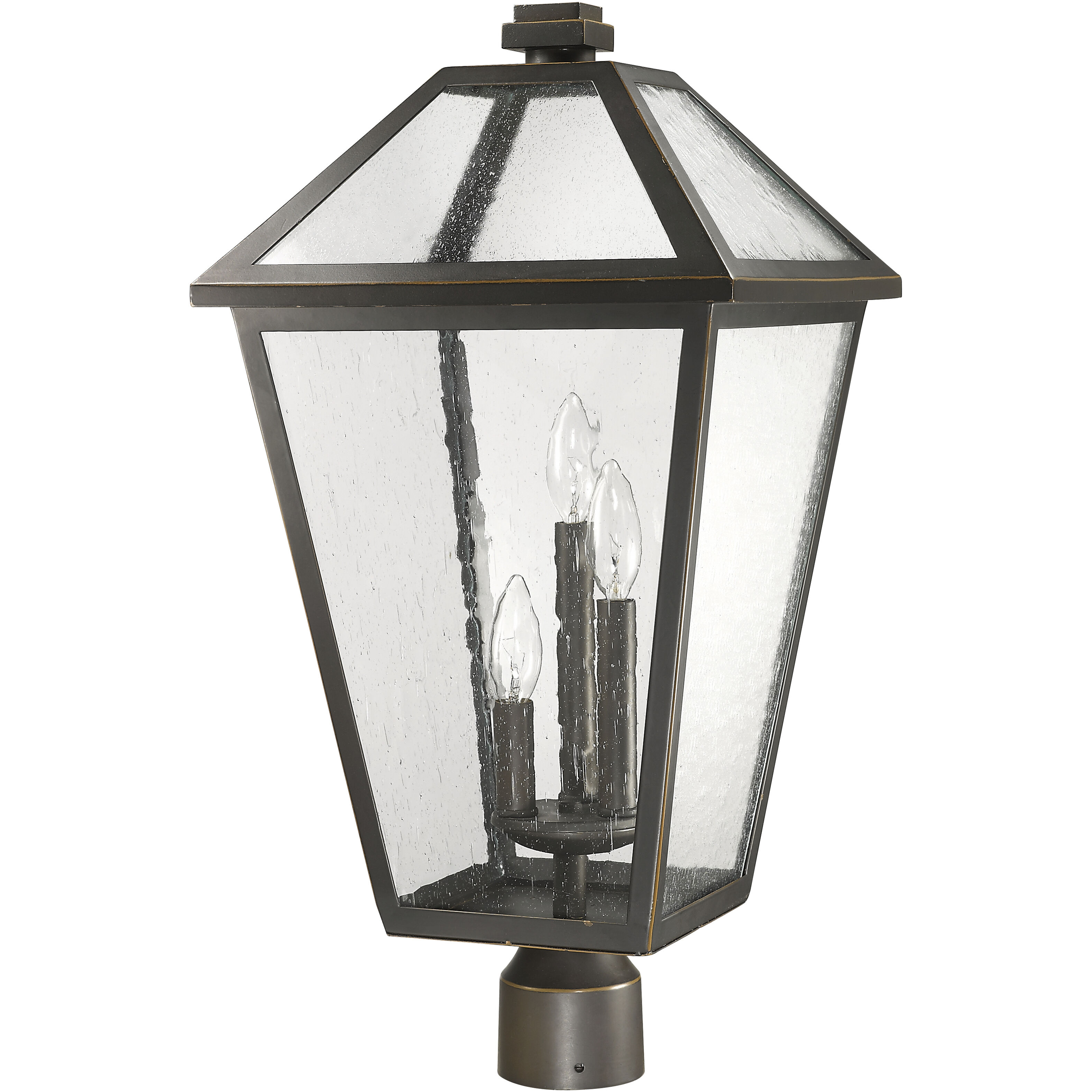 Talbot 3 Light 23.75 inch Oil Rubbed Bronze Outdoor Post Mount Fixture in Seedy Glass