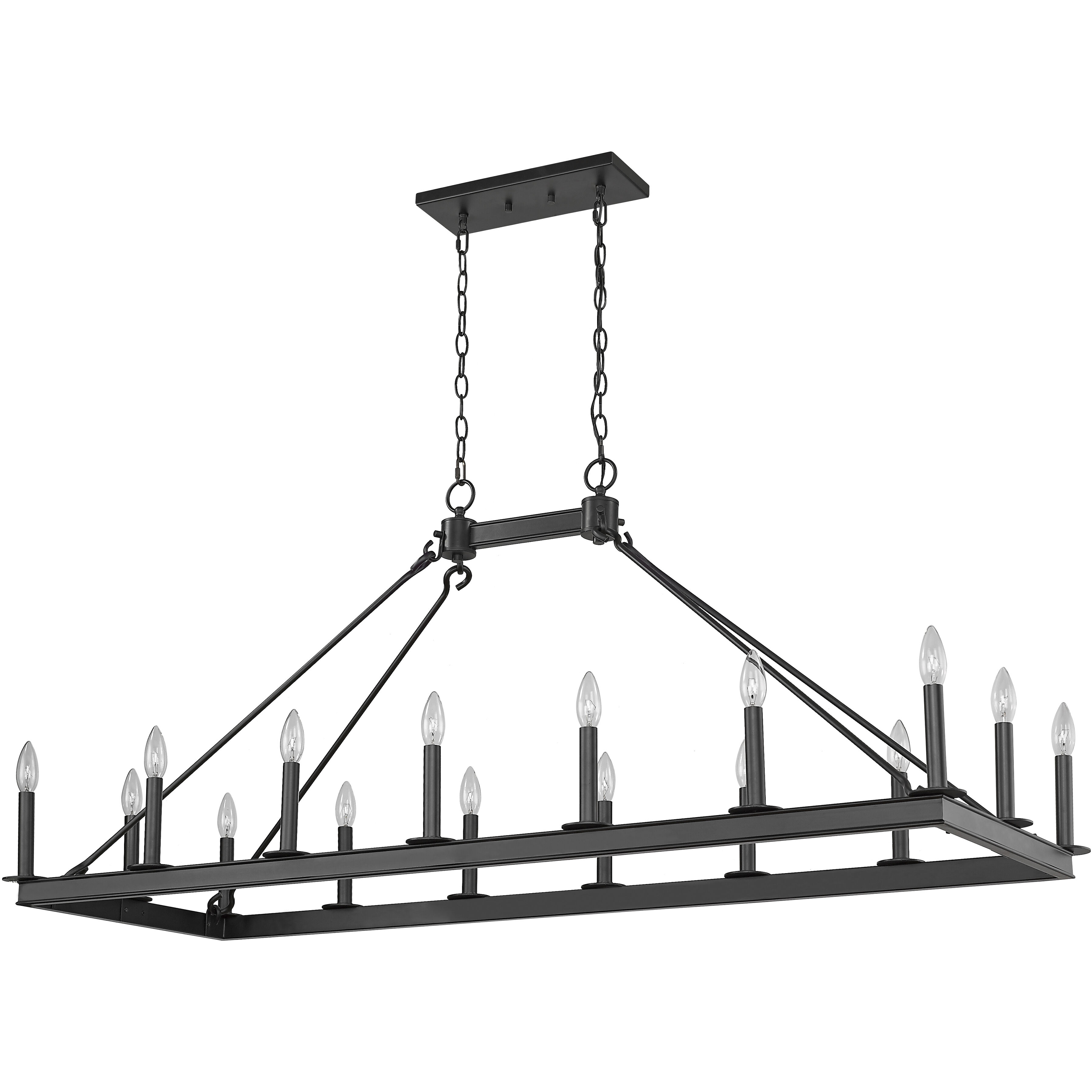 Barclay 16 Light 56 inch Matte Black Linear Chandelier Ceiling Light