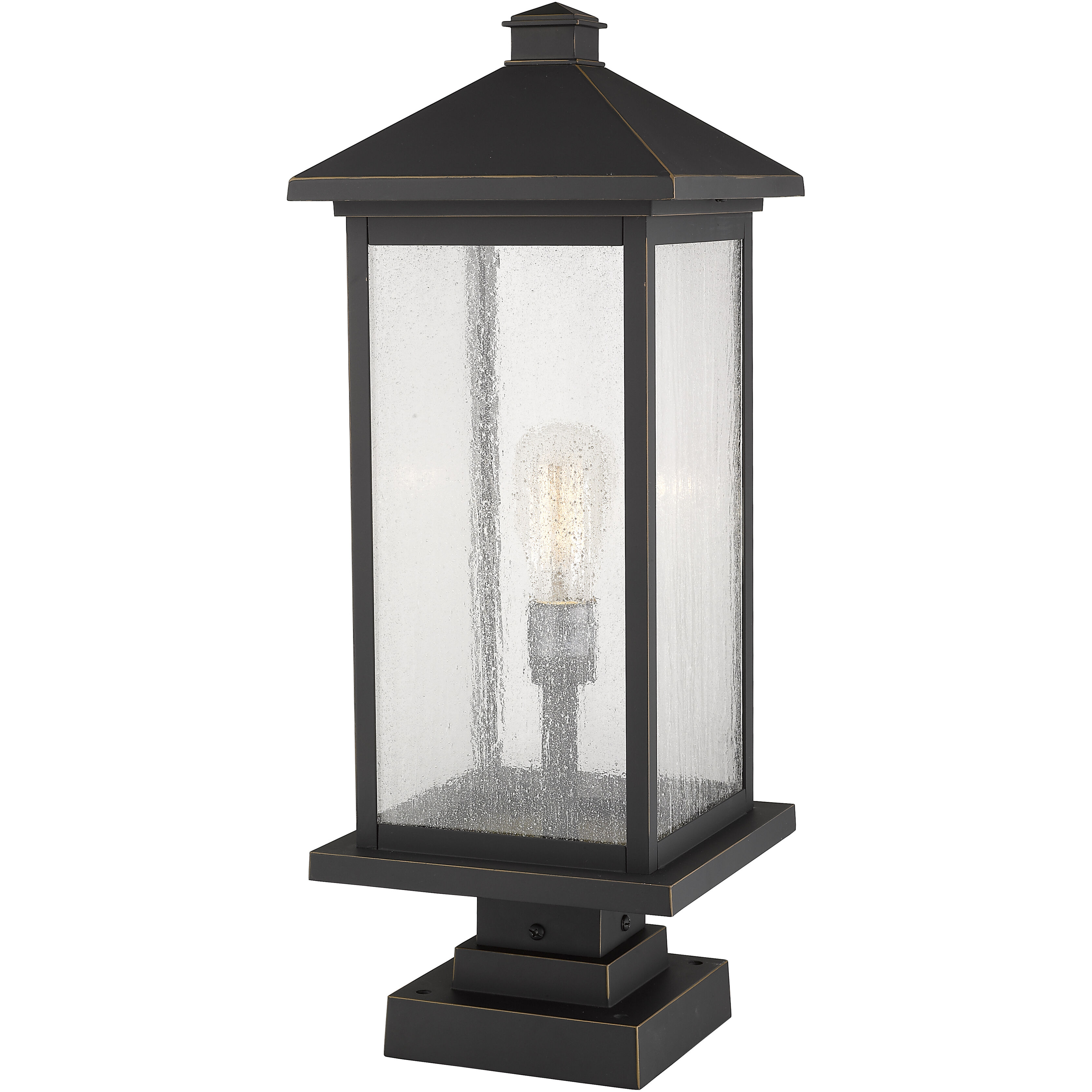 Portland 1 Light 25 inch Oil Rubbed Bronze Outdoor Pier Mounted Fixture in Clear Beveled Glass, 12.5