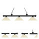 Riviera 3 Light 59 inch Matte Black Billiard Ceiling Light in 17.95, Golden Mottle Glass