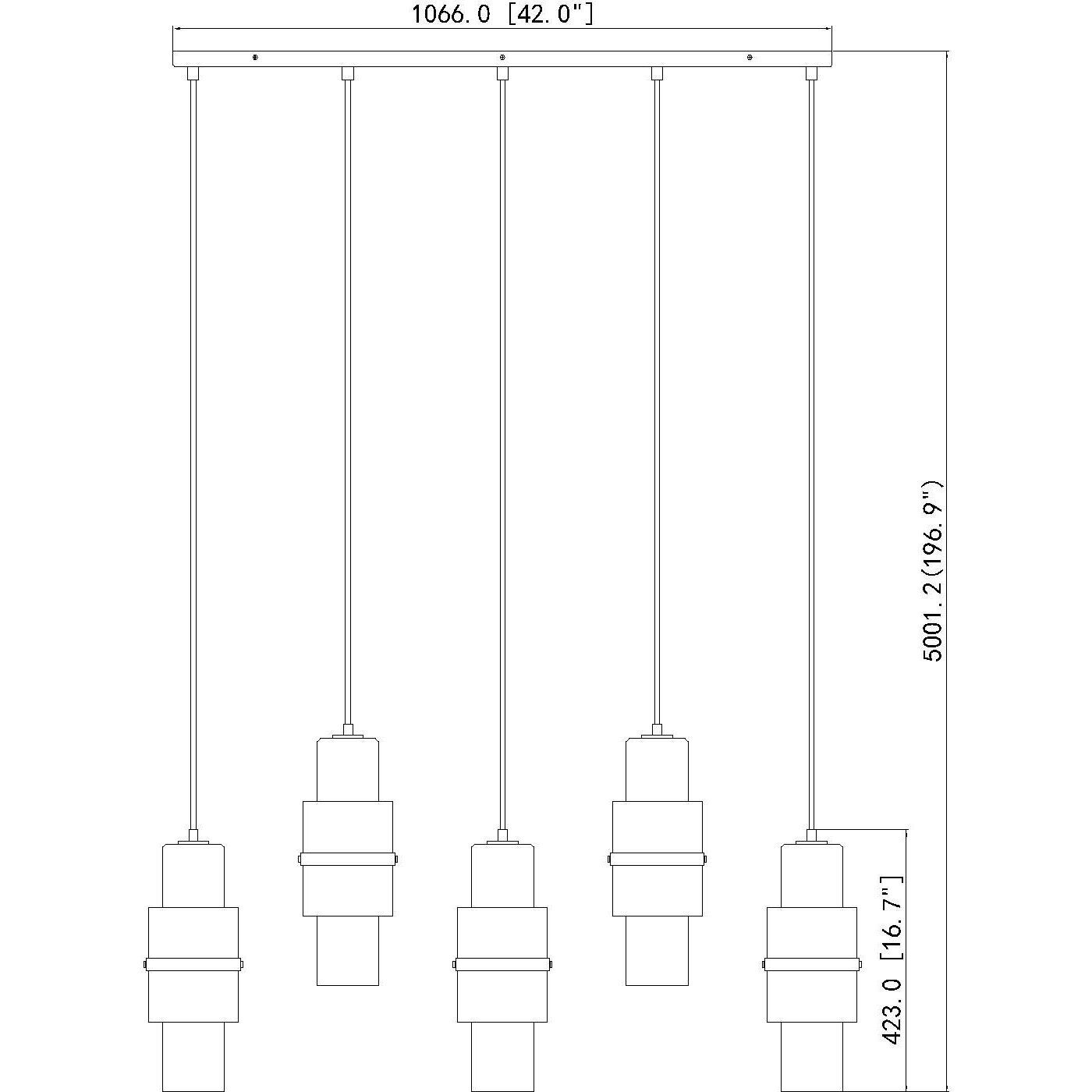 Cayden 5 Light 42 inch Matte Black Linear Chandelier Ceiling Light