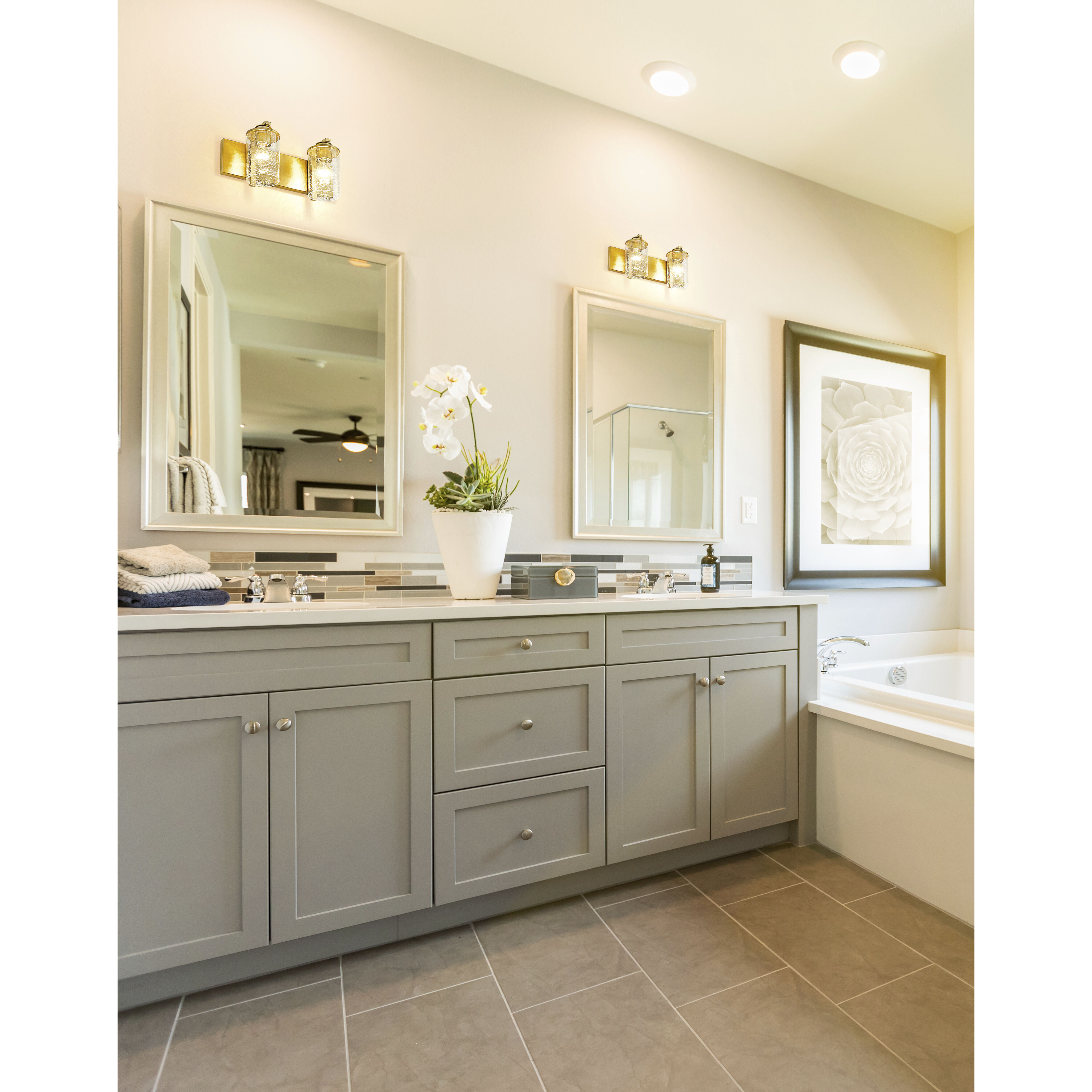 Beckett 2 Light 16 inch Olde Brass Vanity Wall Light