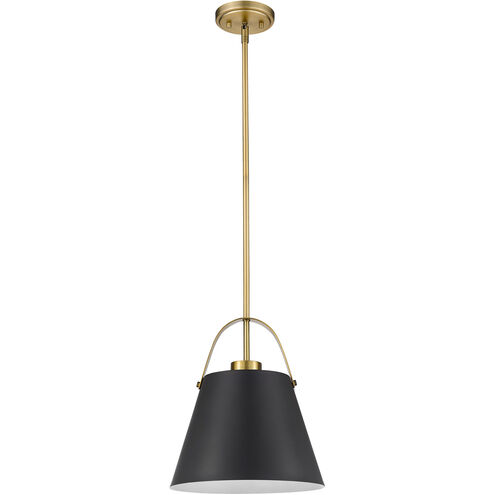 Z-Studio 1 Light 12.5 inch Matte Black and Heritage Brass Pendant Ceiling Light