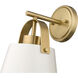Z-Studio 1 Light 8 inch Matte White and Heritage Brass Wall Sconce Wall Light