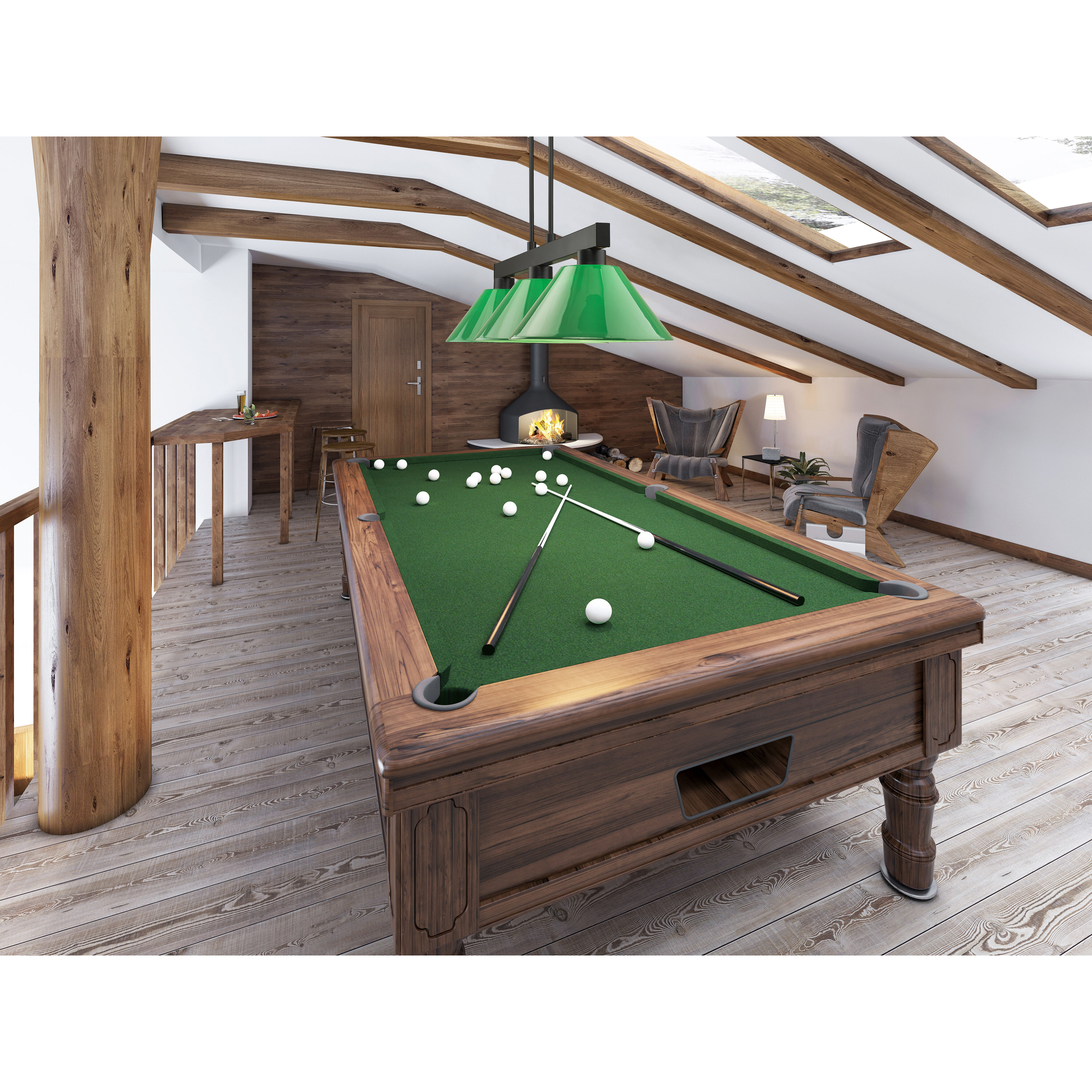 Cobalt 3 Light 46 inch Matte Black Billiard Ceiling Light in Green