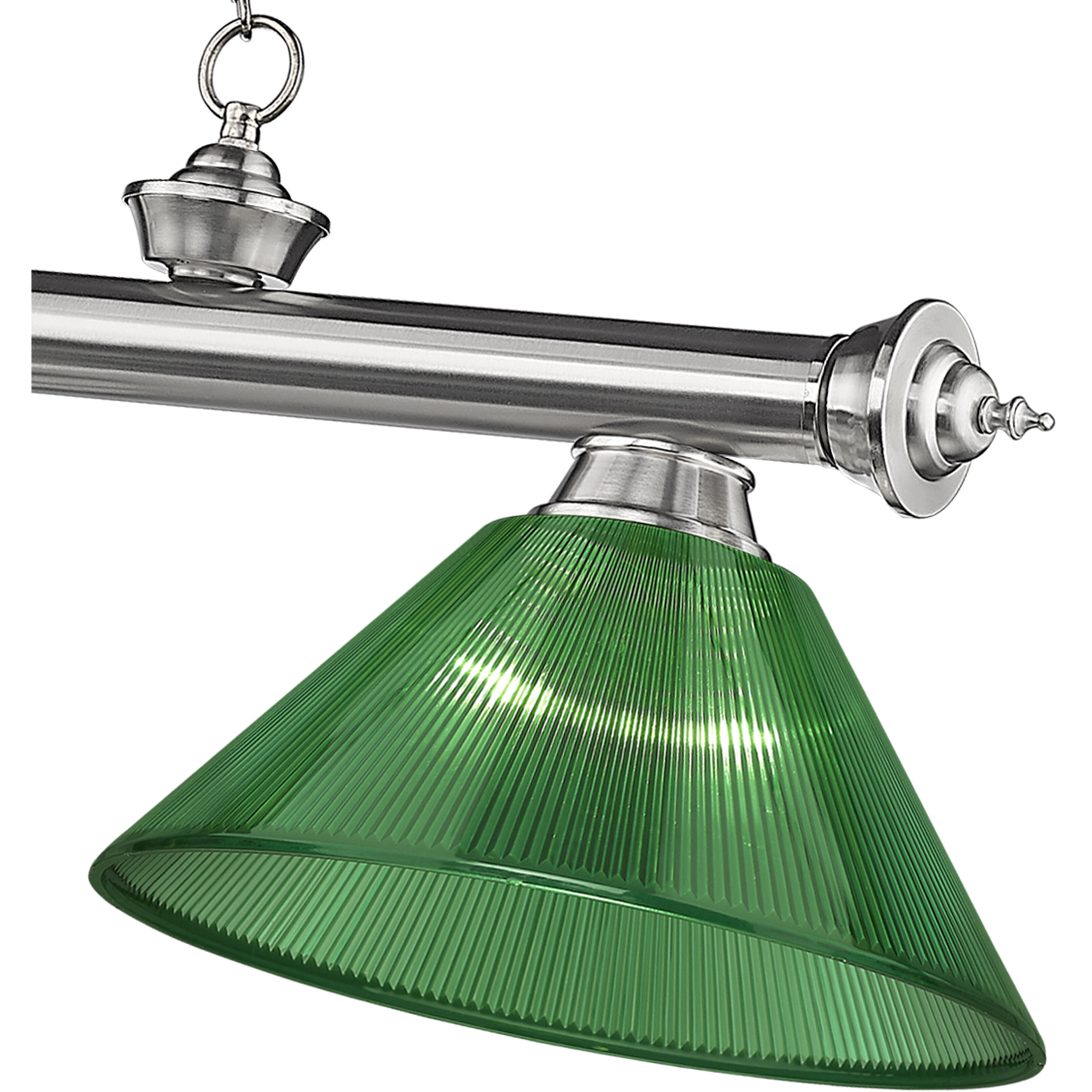 Cordon 3 Light 57.25 inch Brushed Nickel Billiard Ceiling Light in Green Acrylic