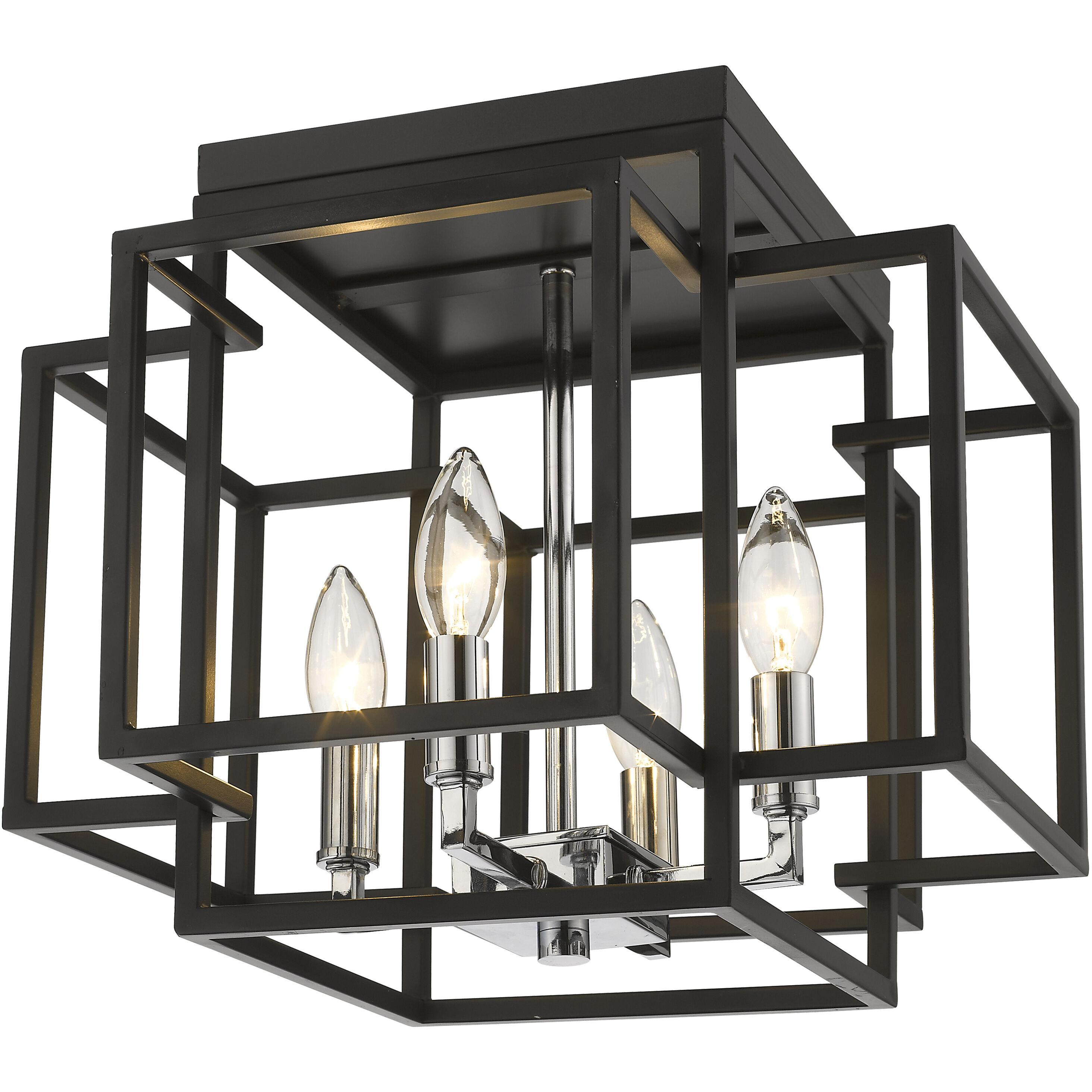 Titania 4 Light 14 inch Black and Chrome Flush Mount Ceiling Light in 5.5