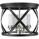 Malcalester 4 Light 15.75 inch Matte Black and Brushed Nickel Flush Mount Ceiling Light