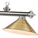 Cordon 3 Light 57.25 inch Brushed Nickel Billiard Ceiling Light in Rubbed Brass Metal