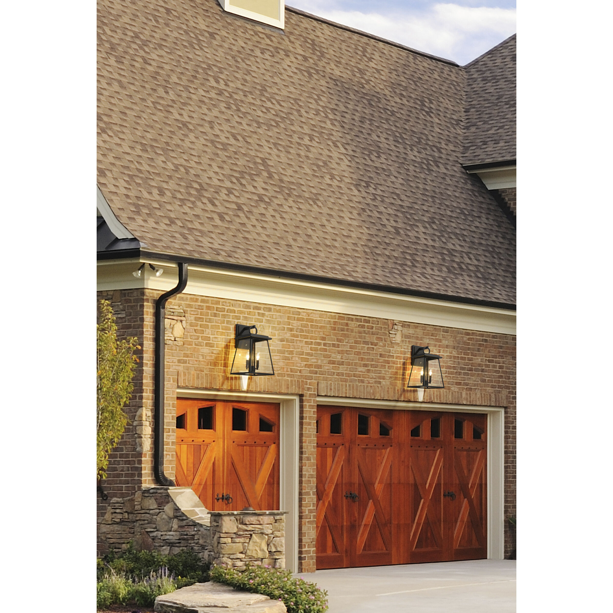 Broughton 2 Light 17.5 inch Black Outdoor Wall Light