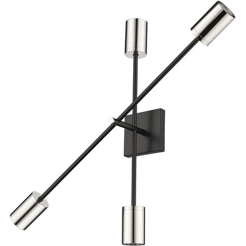 Calumet 4 Light 4.5 inch Matte Black and Polished Nickel Wall Sconce Wall Light