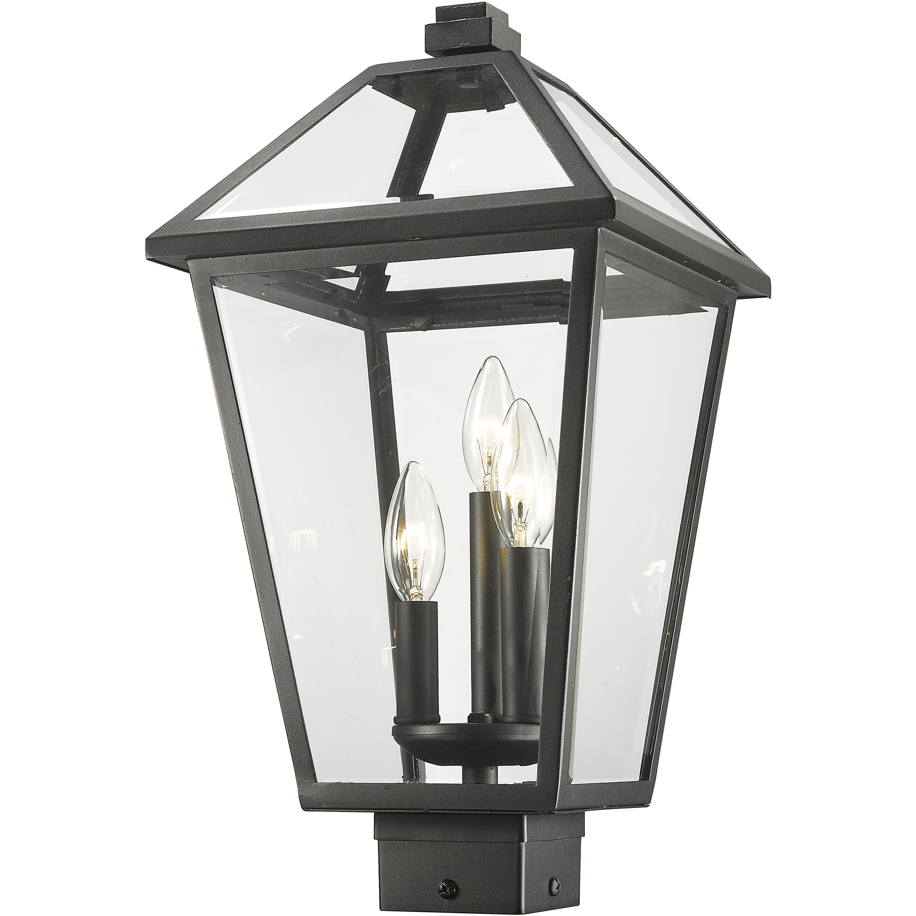 Talbot 3 Light 18.5 inch Black Outdoor Post Mount Fixture in Clear Beveled Glass