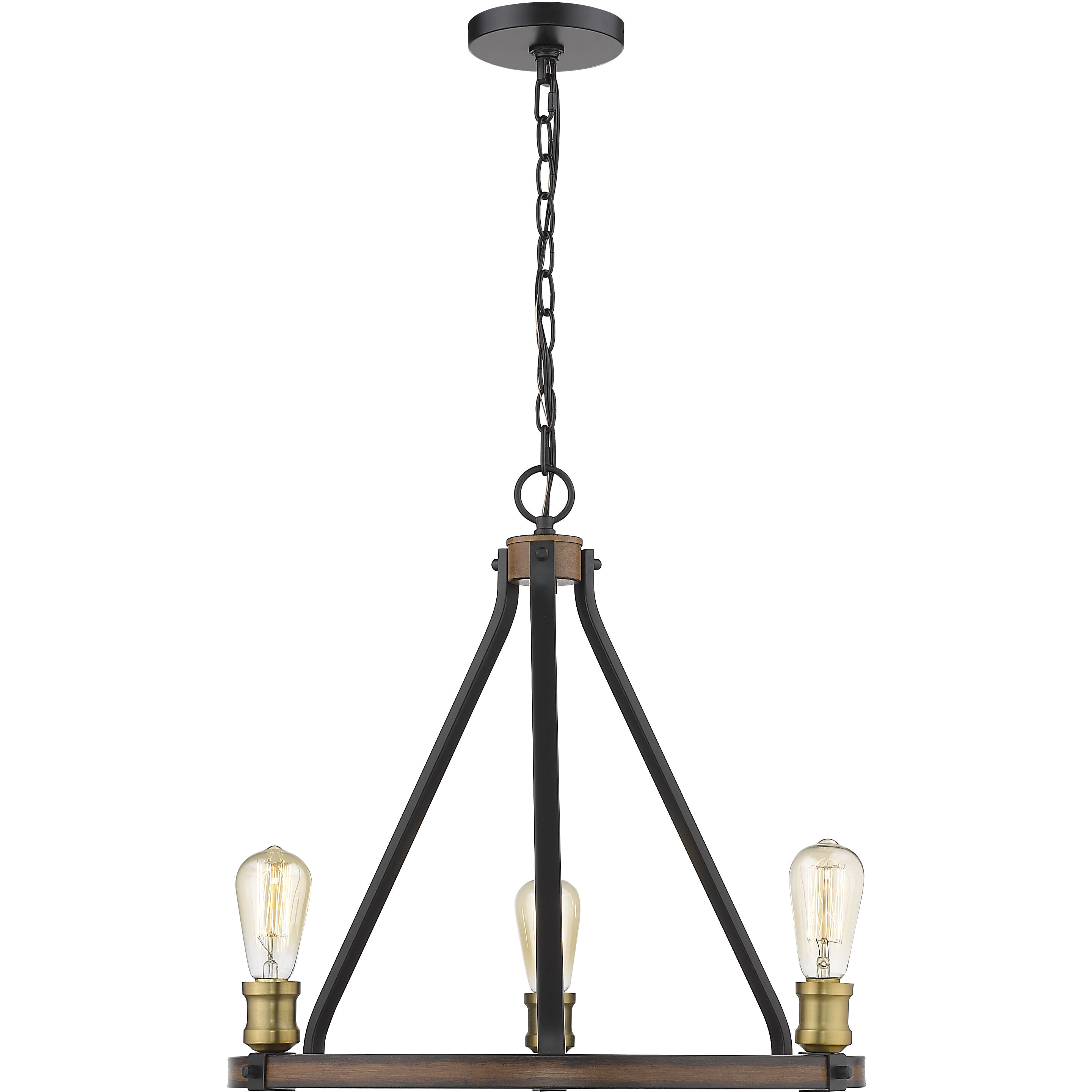 Kirkland 3 Light 20 inch Rustic Mahogany Chandelier Ceiling Light
