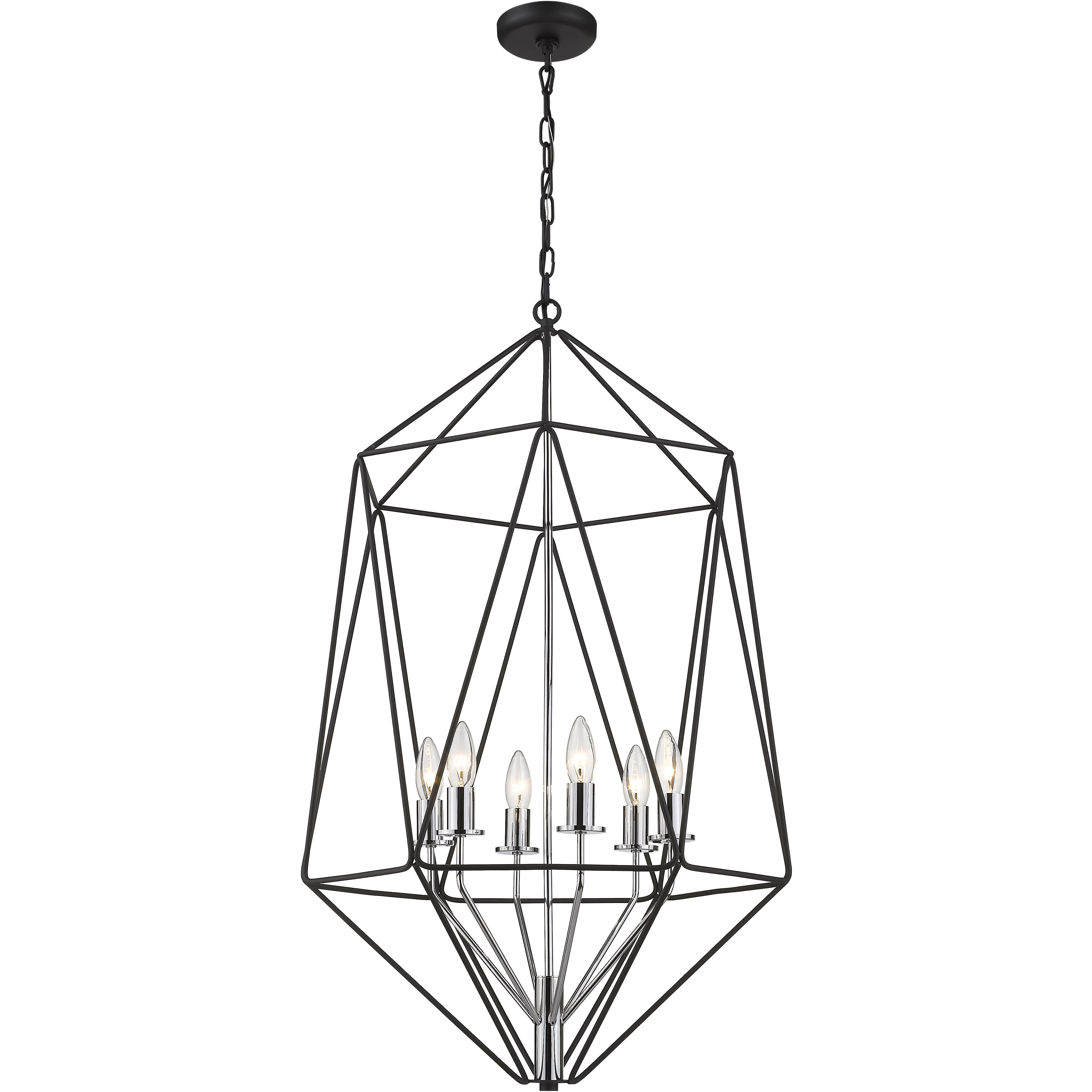 Geo 6 Light 21.5 inch Matte Black and Chrome Chandelier Ceiling Light